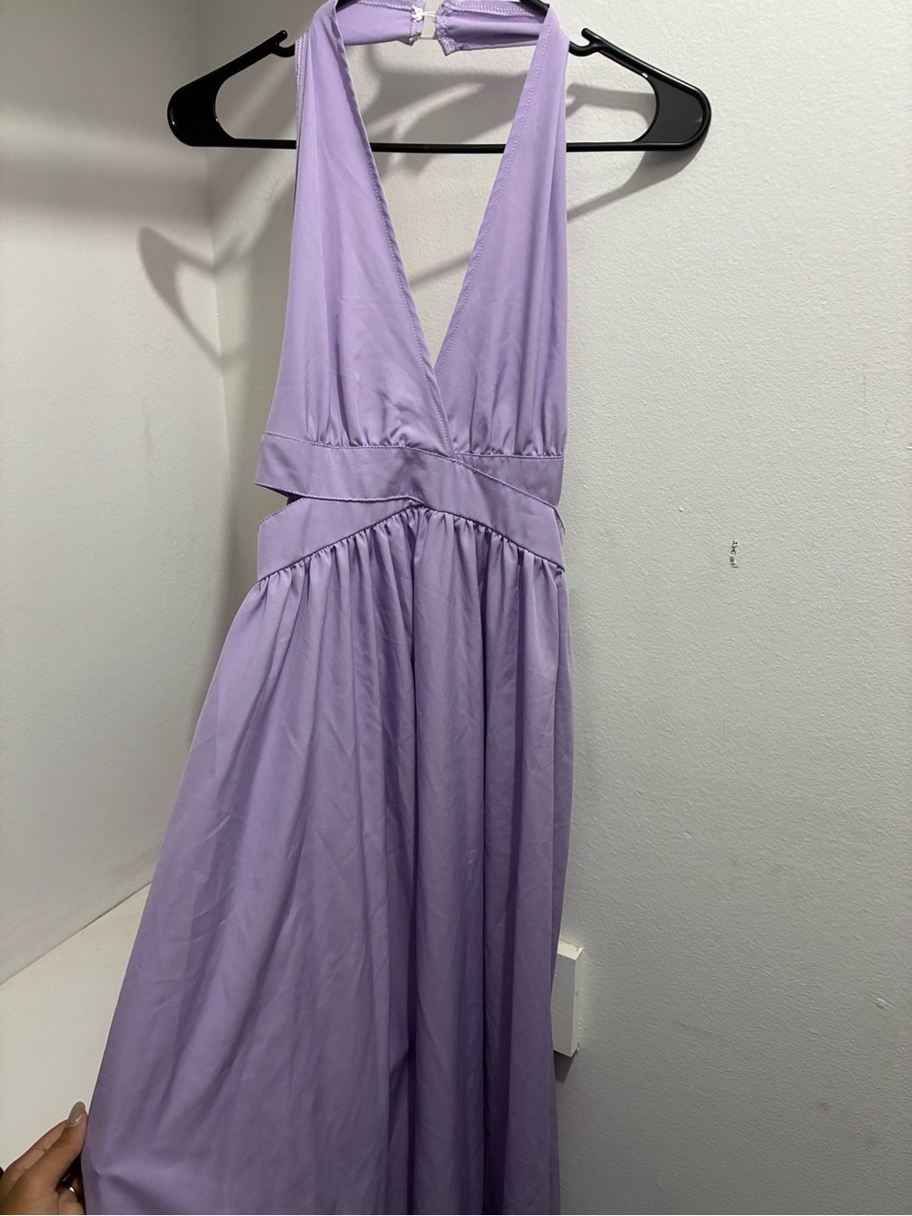 Lavender Halter V-Neck Maxi Dress